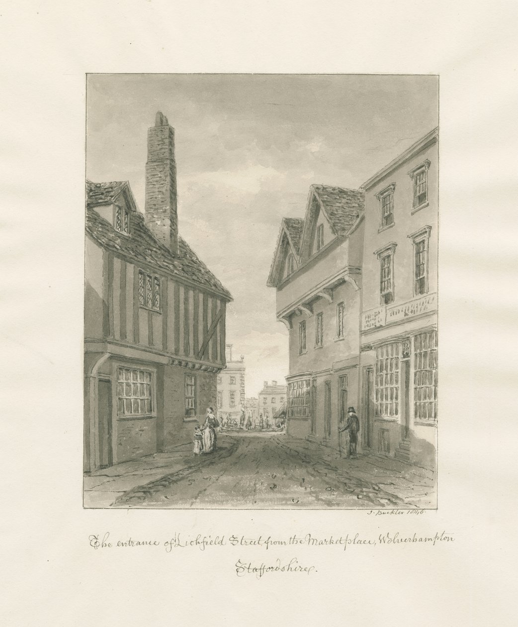 Wolverhampton - Lichfield Street: sepia drawing 作者 约翰·巴克勒