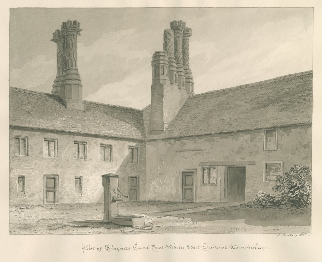 伍斯特郡-德罗伊特威奇-Staynors Court：乌贼墨画，1833年 作者 约翰·巴克勒