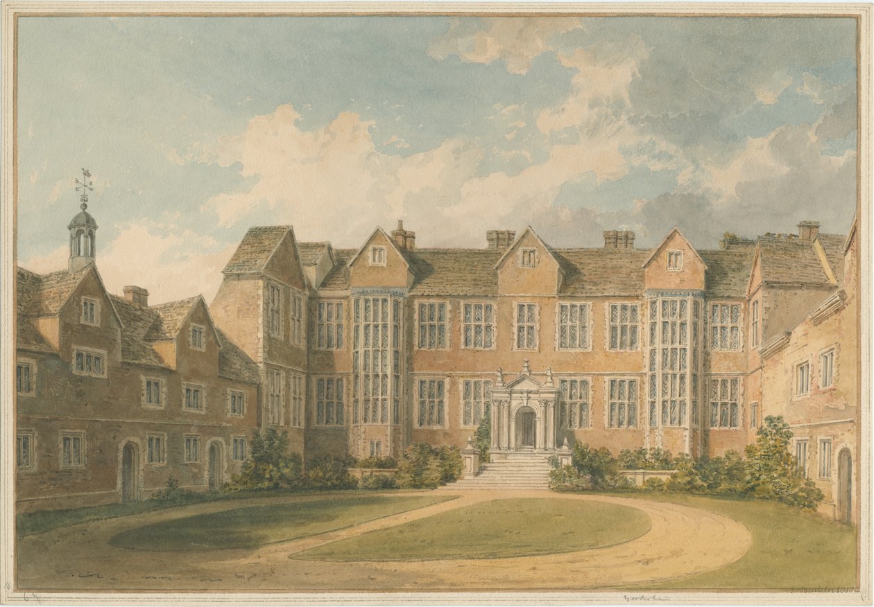 约克郡-约克-Heslington House Interior，1818年 作者 约翰·巴克勒