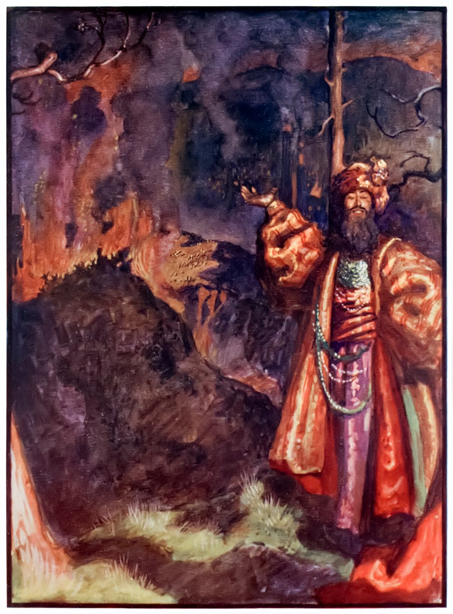 来自朝圣者的Demas从这个世界的进展到将要来的约翰·班扬（1628-1688）Byam Shaw（1872-1919）的插图显示Demas邀请朝圣者来工作银矿 作者 约翰·拜姆·李斯顿·肖