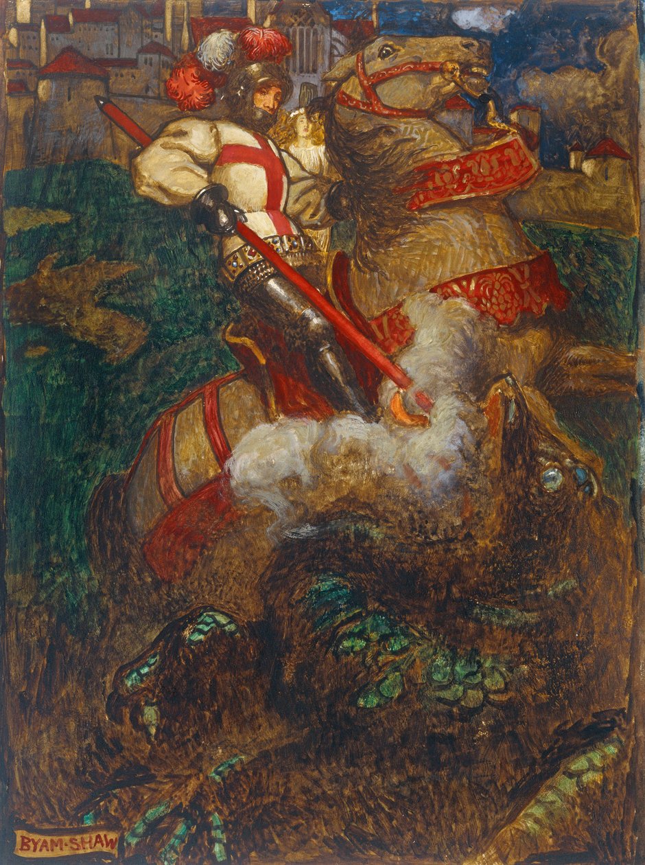 圣乔治杀龙，1908年 作者 约翰·拜姆·李斯顿·肖