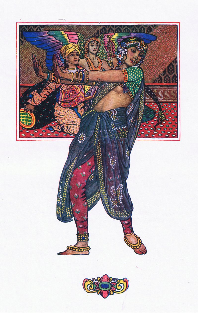 寺庙舞女，从Kama花园（和印度的其他歌词）的插图，1920年 作者 约翰·拜姆·李斯顿·肖