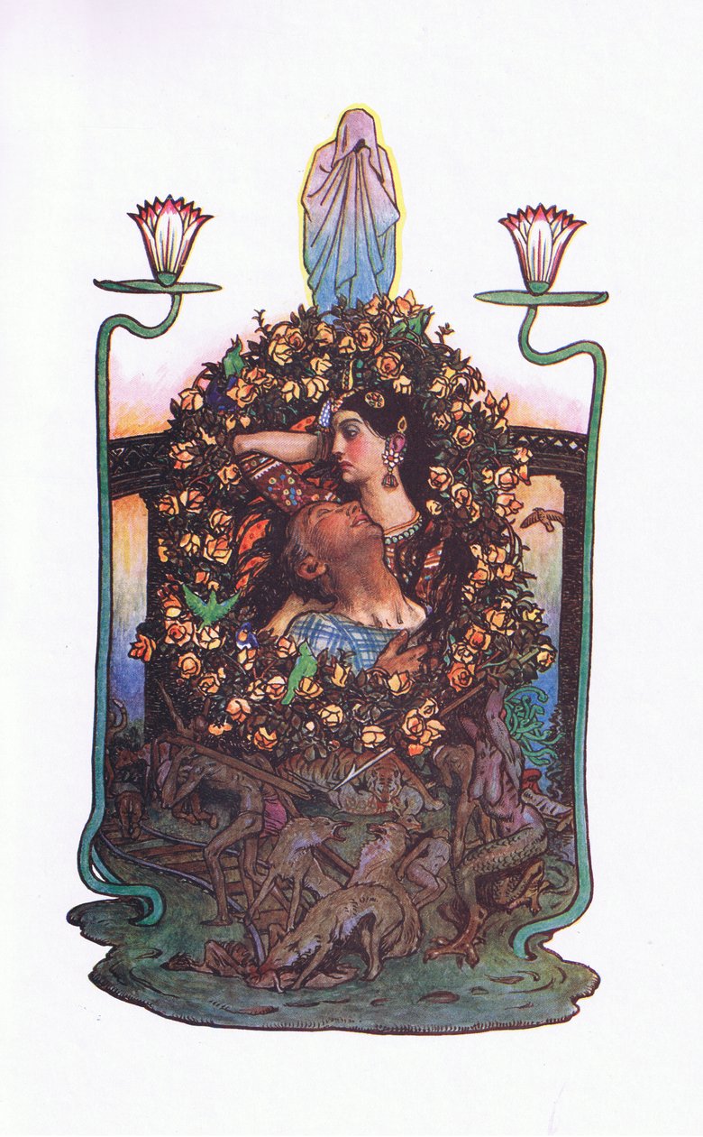 由桥梁的花园，插图来自卡马花园（和印度的其他歌词），1920年 作者 约翰·拜姆·李斯顿·肖