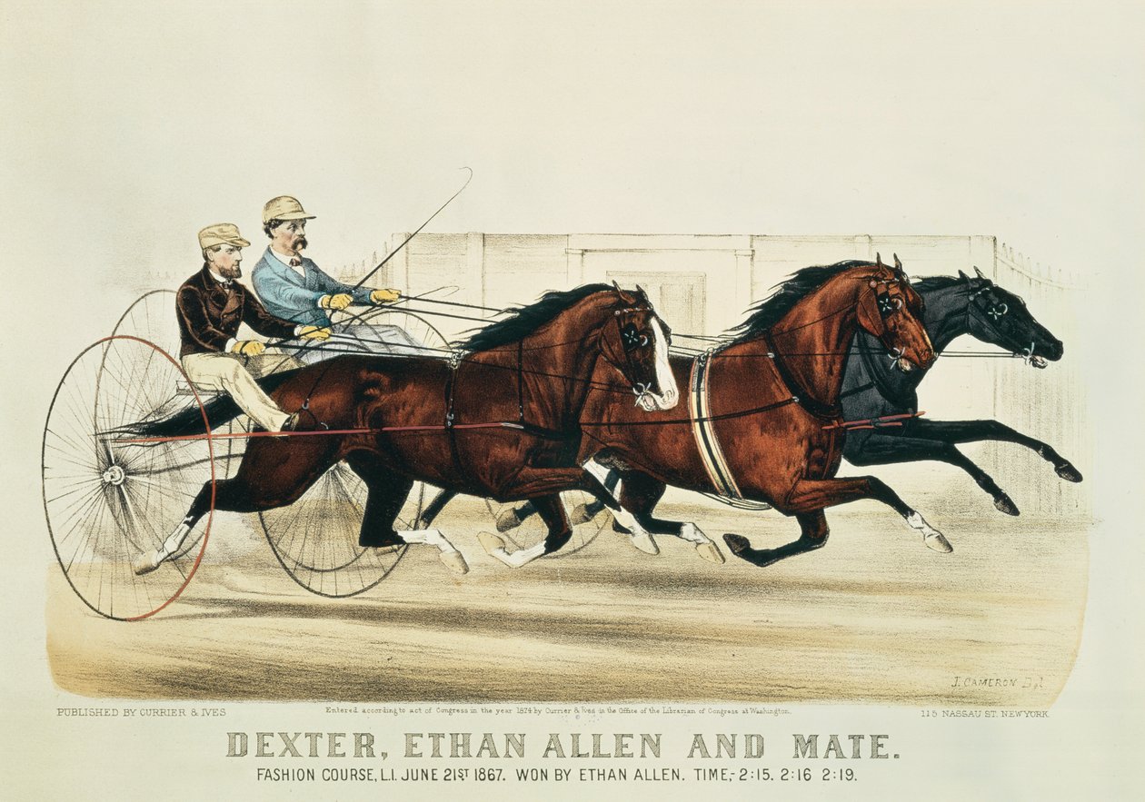Dexter，Ethan Allen和Mate，由Nathaniel Currier（1813-88）和James Merritt Ives（1824-95）出版，1874年 作者 约翰·卡梅伦
