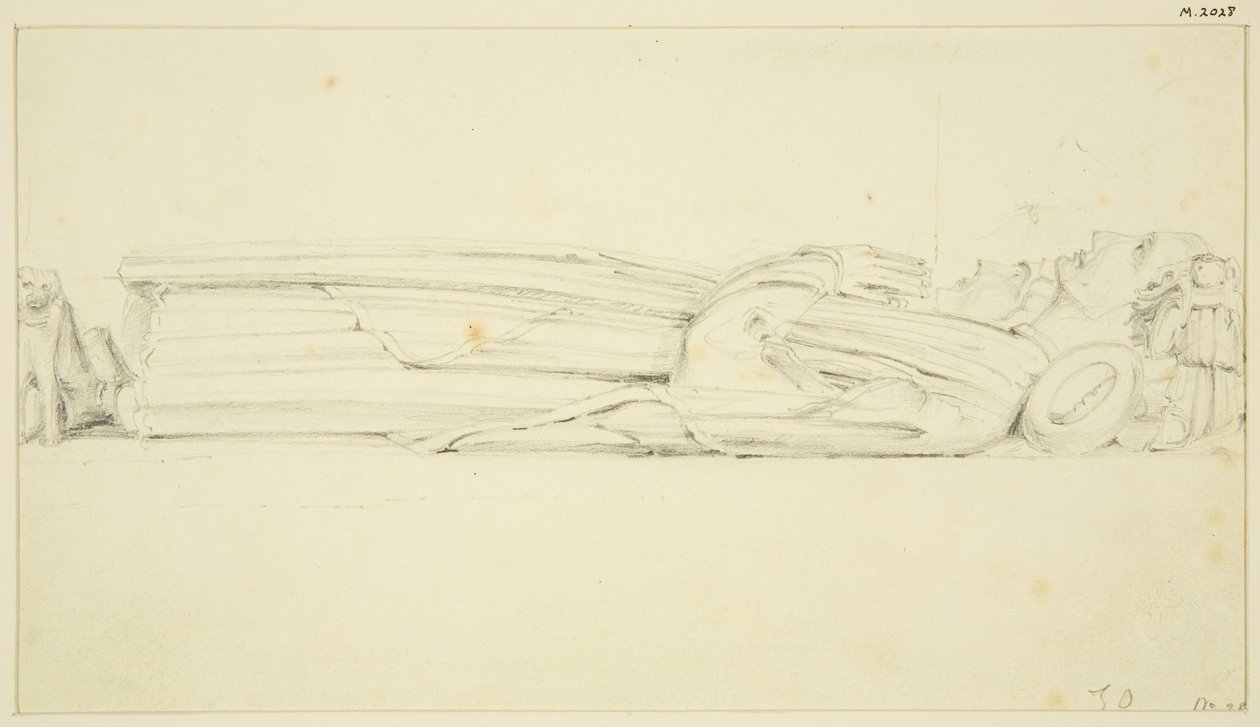 Effigy of William Canynges in St Mary Redcliffe (and the other effigy on reverse) (pencil & watercolor on paper) 作者 约翰·卡特
