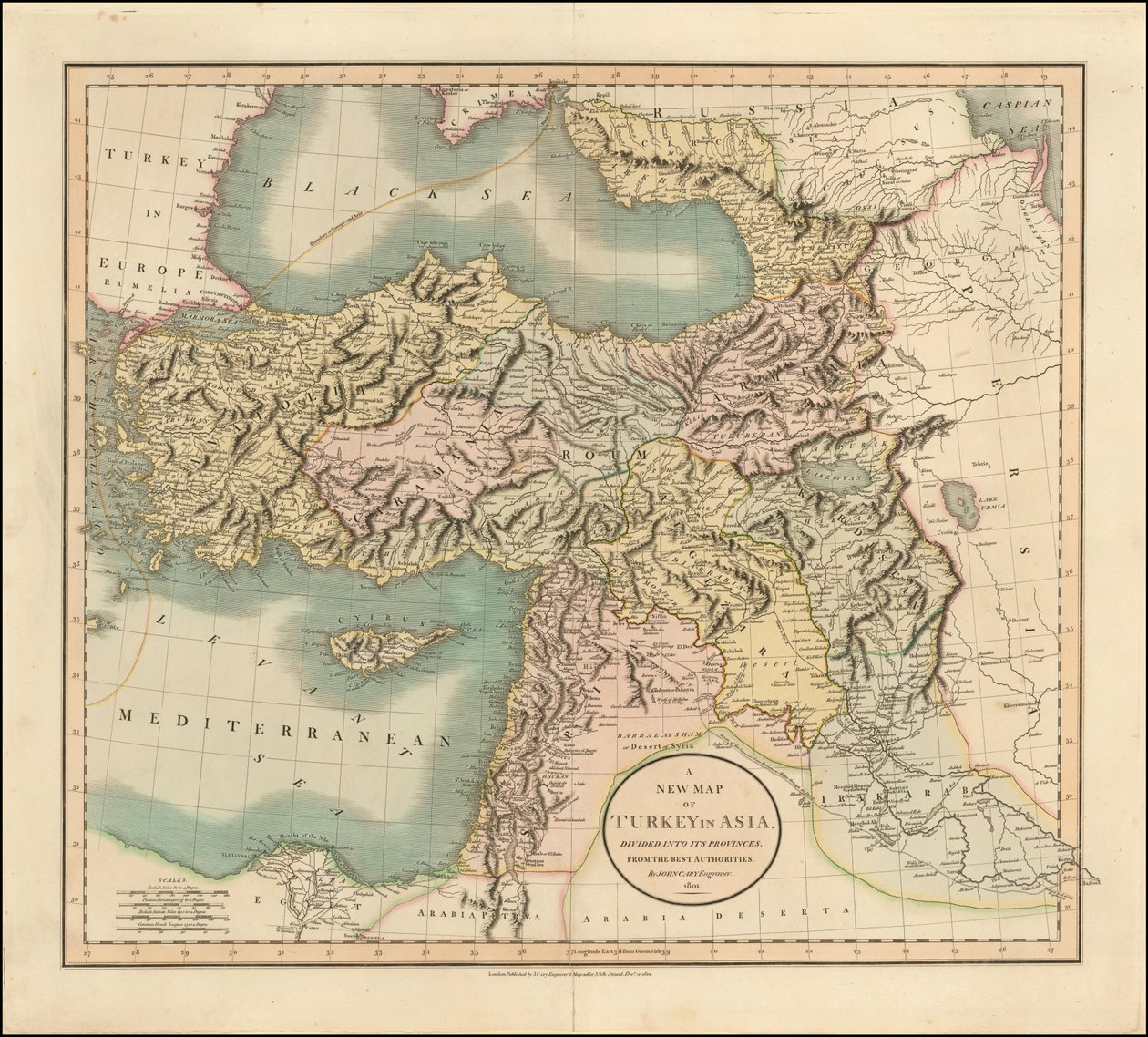 约翰-卡里绘制的 1801 年亚洲土耳其地图 作者 约翰·卡里