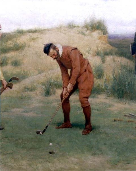 在讲道时间，高尔夫球手的细节，1896年 作者 约翰·查尔斯·多尔曼