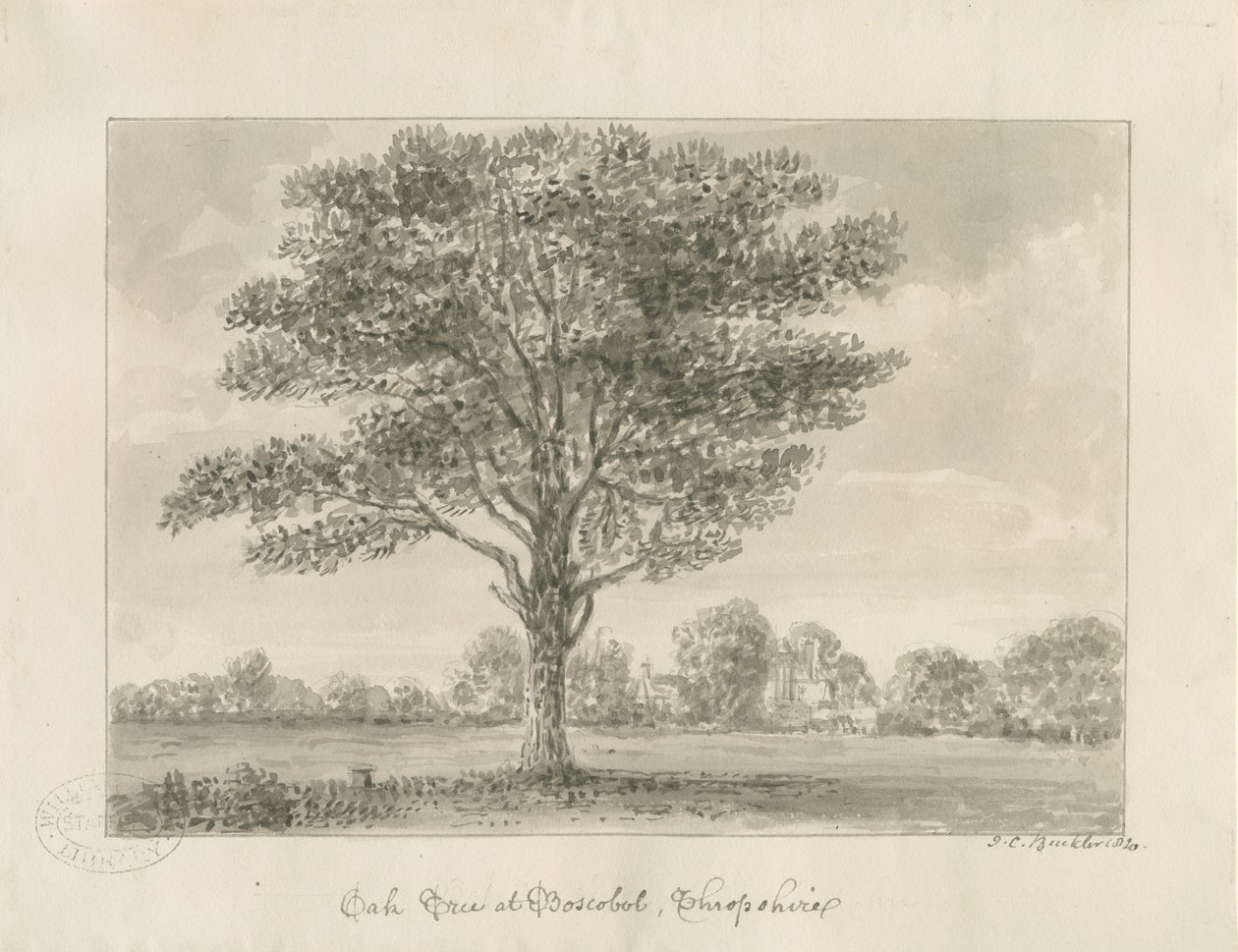 Boscobel-皇家橡树：棕褐色画，1820年 作者 约翰·切塞尔·巴克勒