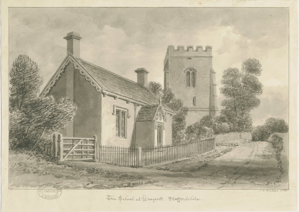 Draycott in the Moors-学校：棕褐色绘画，1841年 作者 约翰·切塞尔·巴克勒