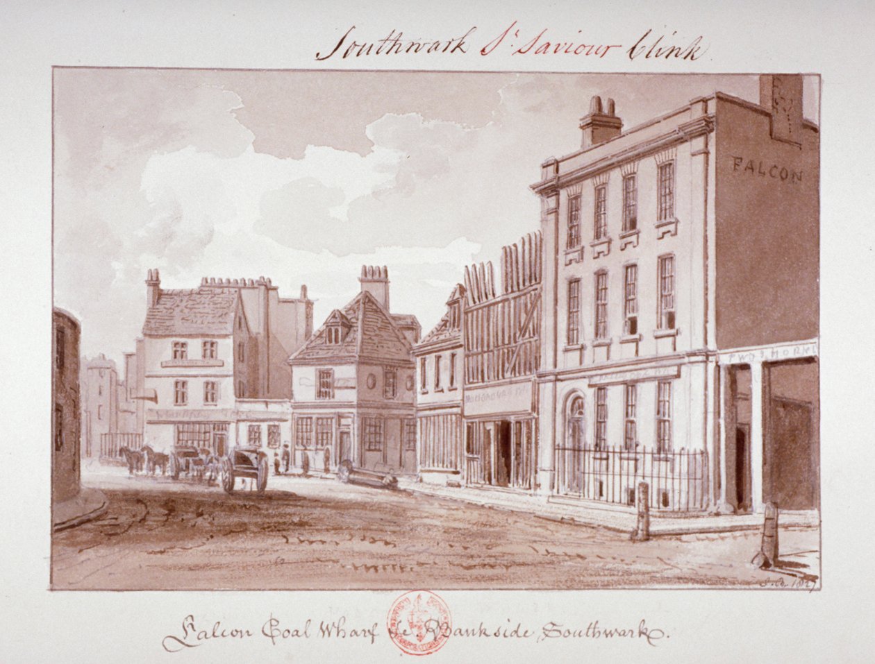 Falcon Coal Wharf, Bankside, Southwark》，伦敦，1827年 作者 约翰·切塞尔·巴克勒