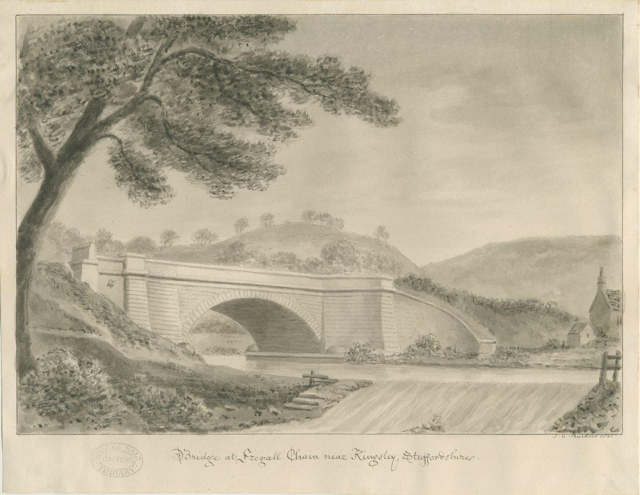 金斯利（Kingsley）-弗罗哈尔（Froghall）桥：棕褐色图纸，1841年 作者 约翰·切塞尔·巴克勒