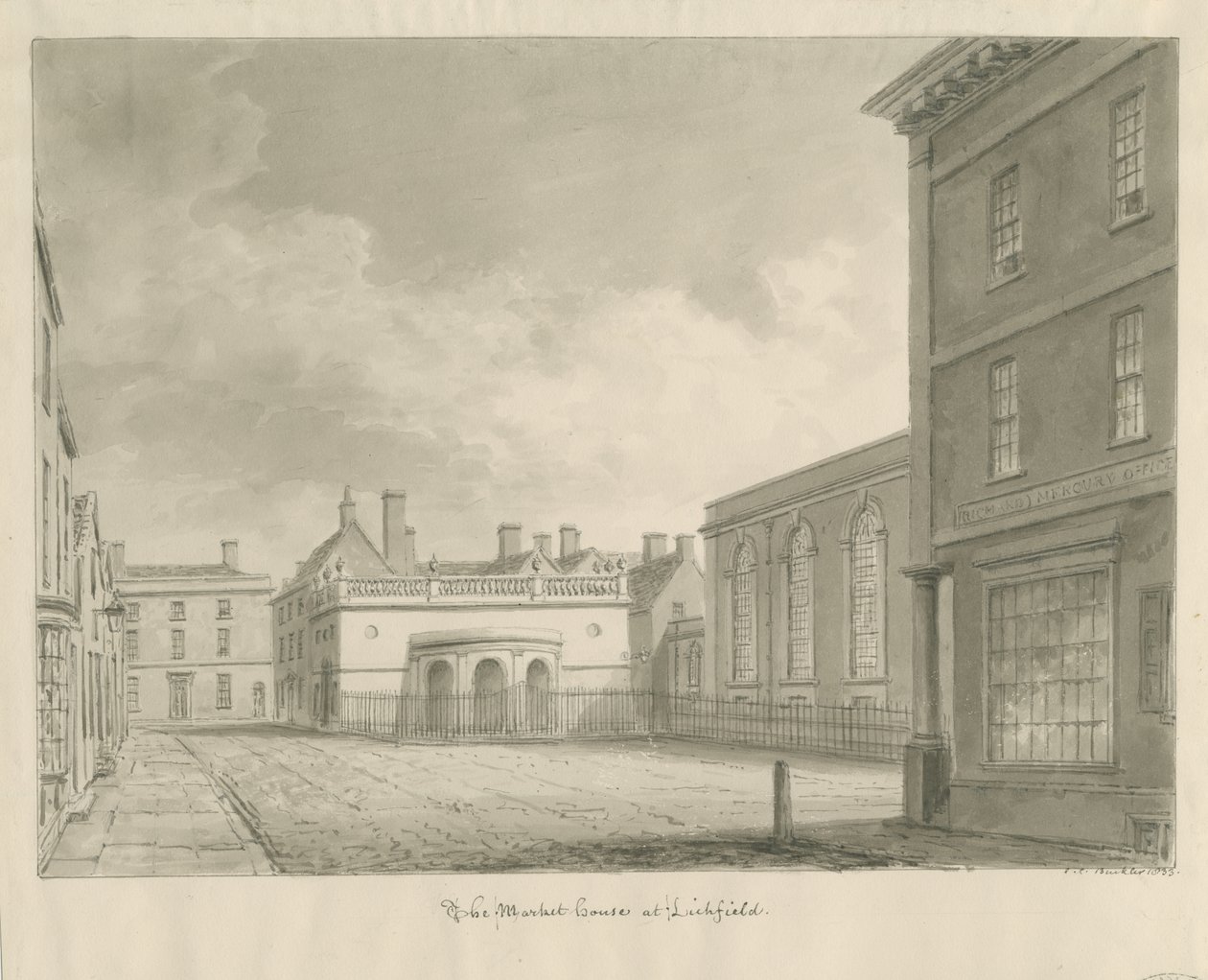 Lichfield - Market House：棕褐色绘图 作者 约翰·切塞尔·巴克勒