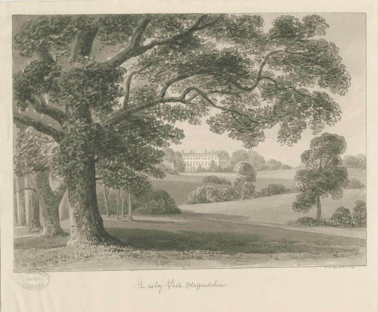 罗克斯利公园（Loxley Park）：棕褐色绘图，1841年 作者 约翰·切塞尔·巴克勒