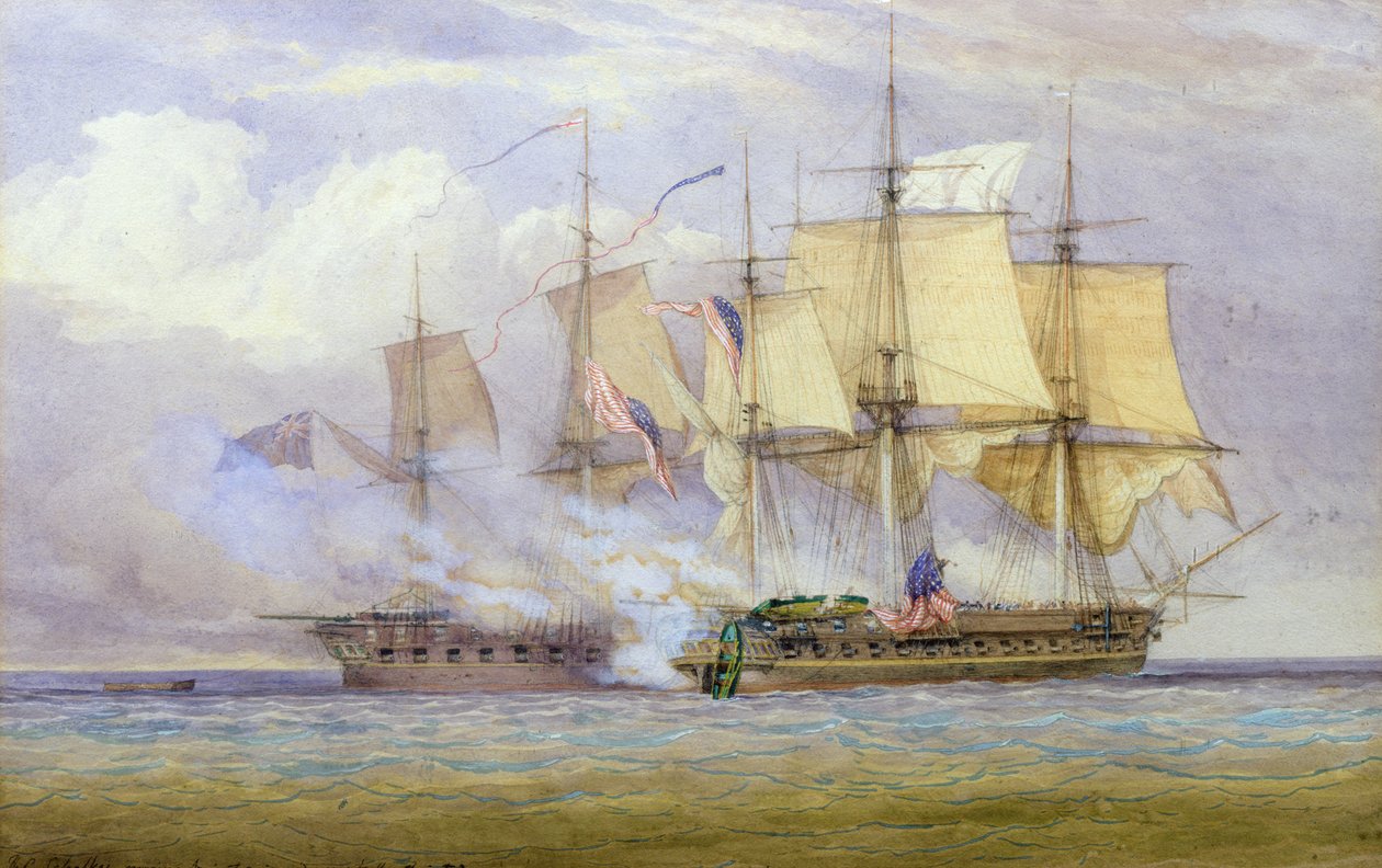 1857年6月1日HMS&39;香农&39;与美国船&39;切萨皮克&39;之间的胜利时刻，1857年 作者 约翰·克里斯蒂安·史凯基
