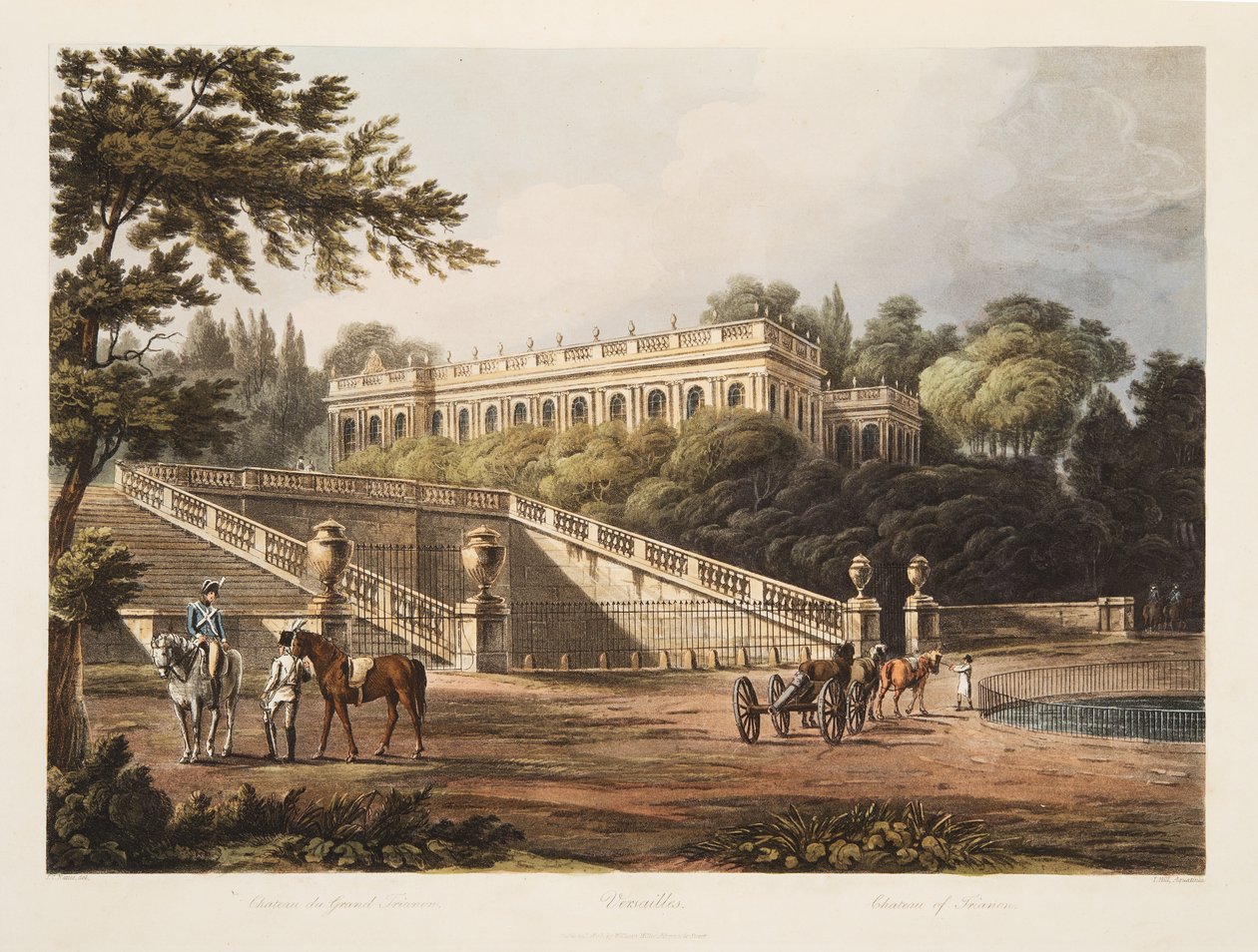 Trianon城堡，从凡尔赛，巴黎和圣但尼，酒吧的例证。 1805（aquatint） 作者 约翰·克劳德·纳特斯