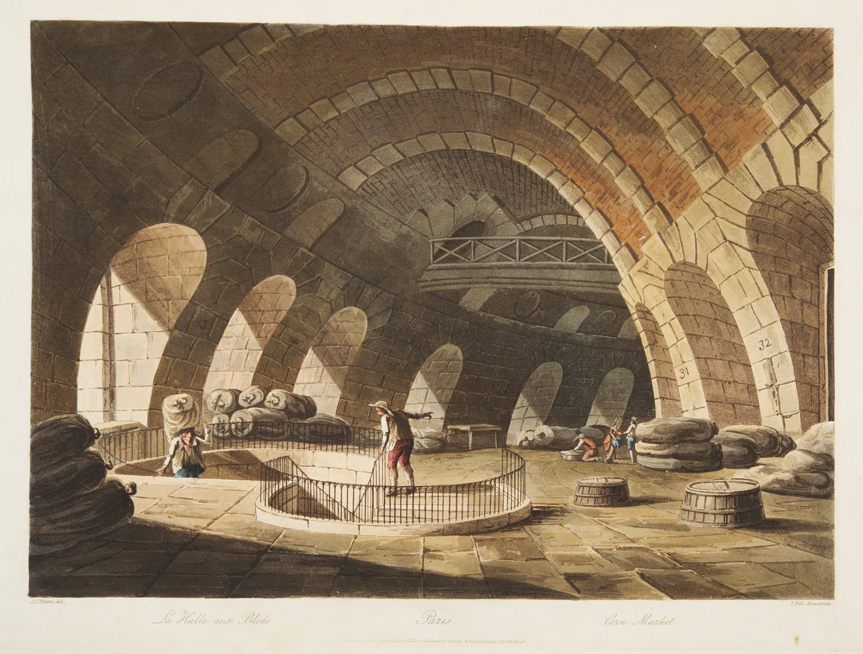 玉米市场，从凡尔赛，巴黎和圣但尼，酒吧的插图。 1805（aquatint） 作者 约翰·克劳德·纳特斯