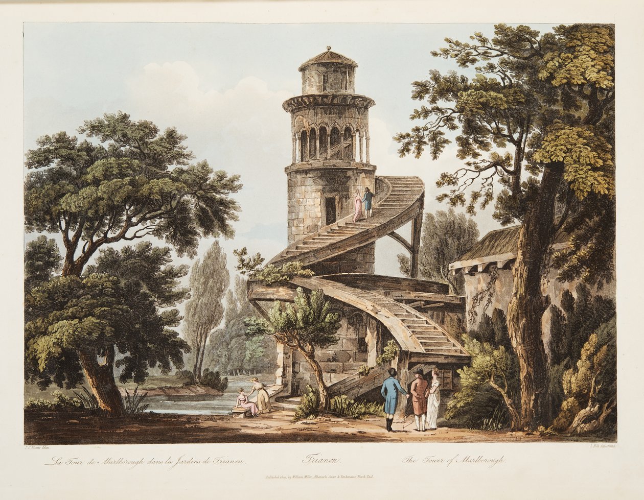 Trianon，Marlborough塔，从凡尔赛，巴黎和圣但尼，酒吧的例证。 1809（aquatint） 作者 约翰·克劳德·纳特斯