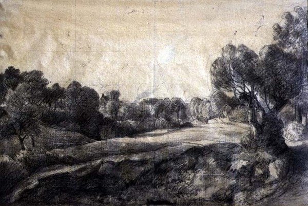 戴尔，c.1805（浅黄色纸上的黑色粉笔） 作者 约翰·康斯特勃