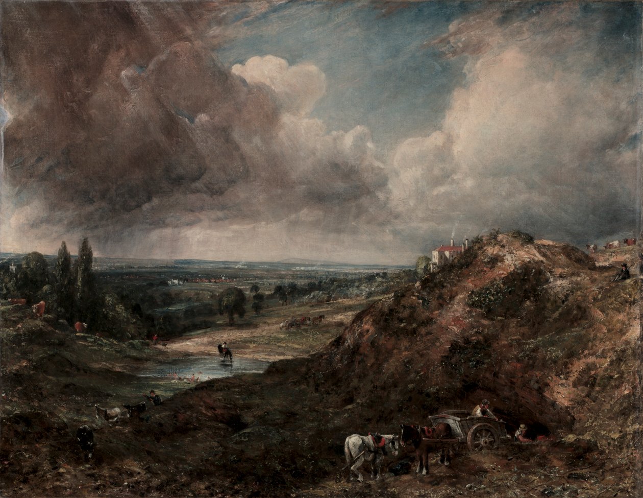 1828年，汉普斯特德（Hampstead）的布兰克希尔池塘（Branch Hill Pond）。 作者 约翰·康斯特勃