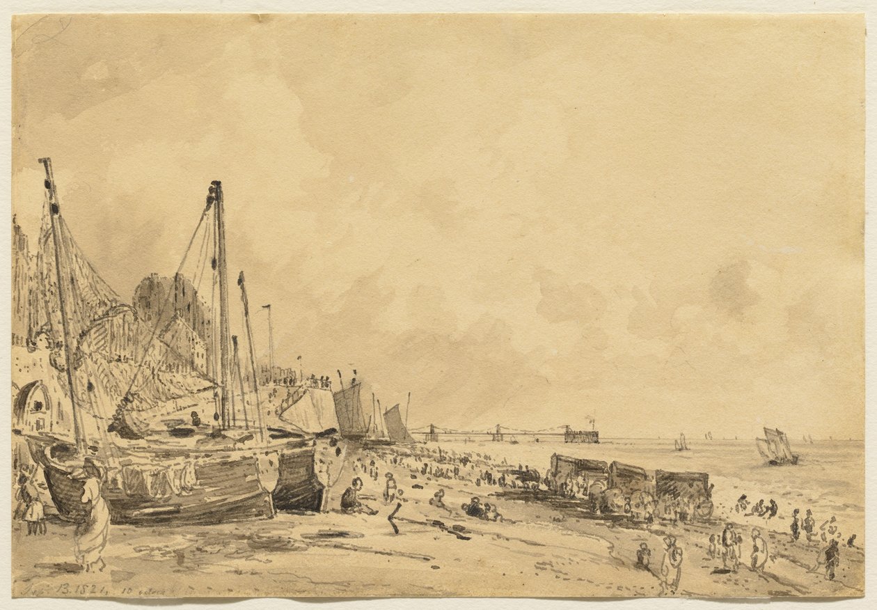 布莱顿海滩，东望，1824年 作者 约翰·康斯特勃