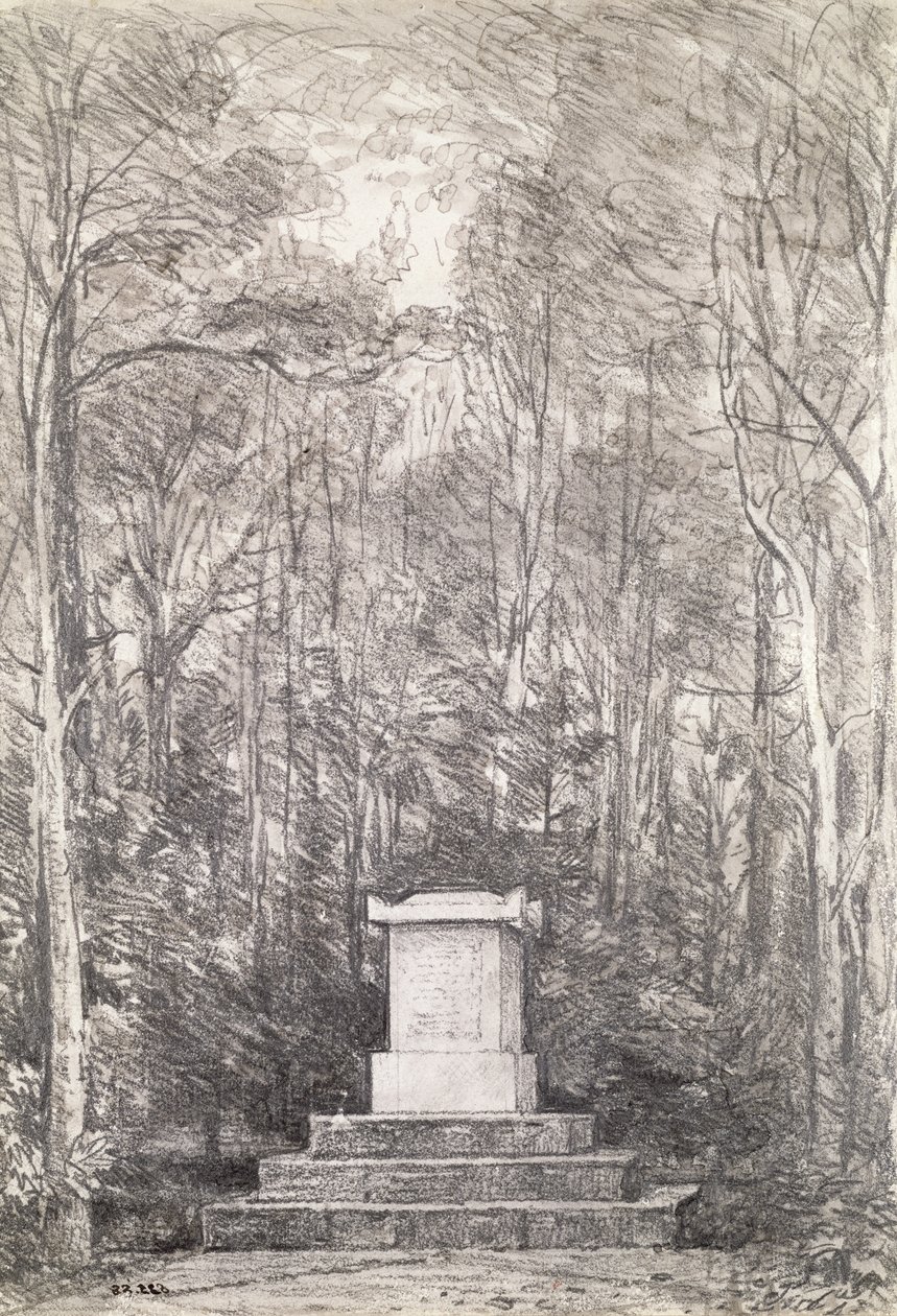 1823年，莱斯特郡Coleorton Hall的约瑟夫·雷诺兹爵士纪念碑（铅笔画） 作者 约翰·康斯特勃