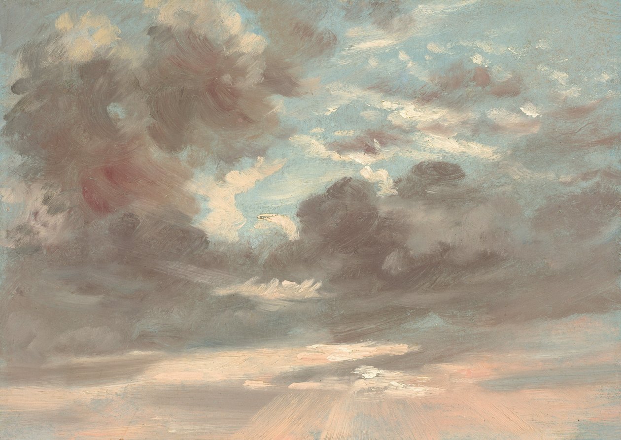 云研究：暴风雨的夕阳，1821-1822。 作者 约翰·康斯特勃