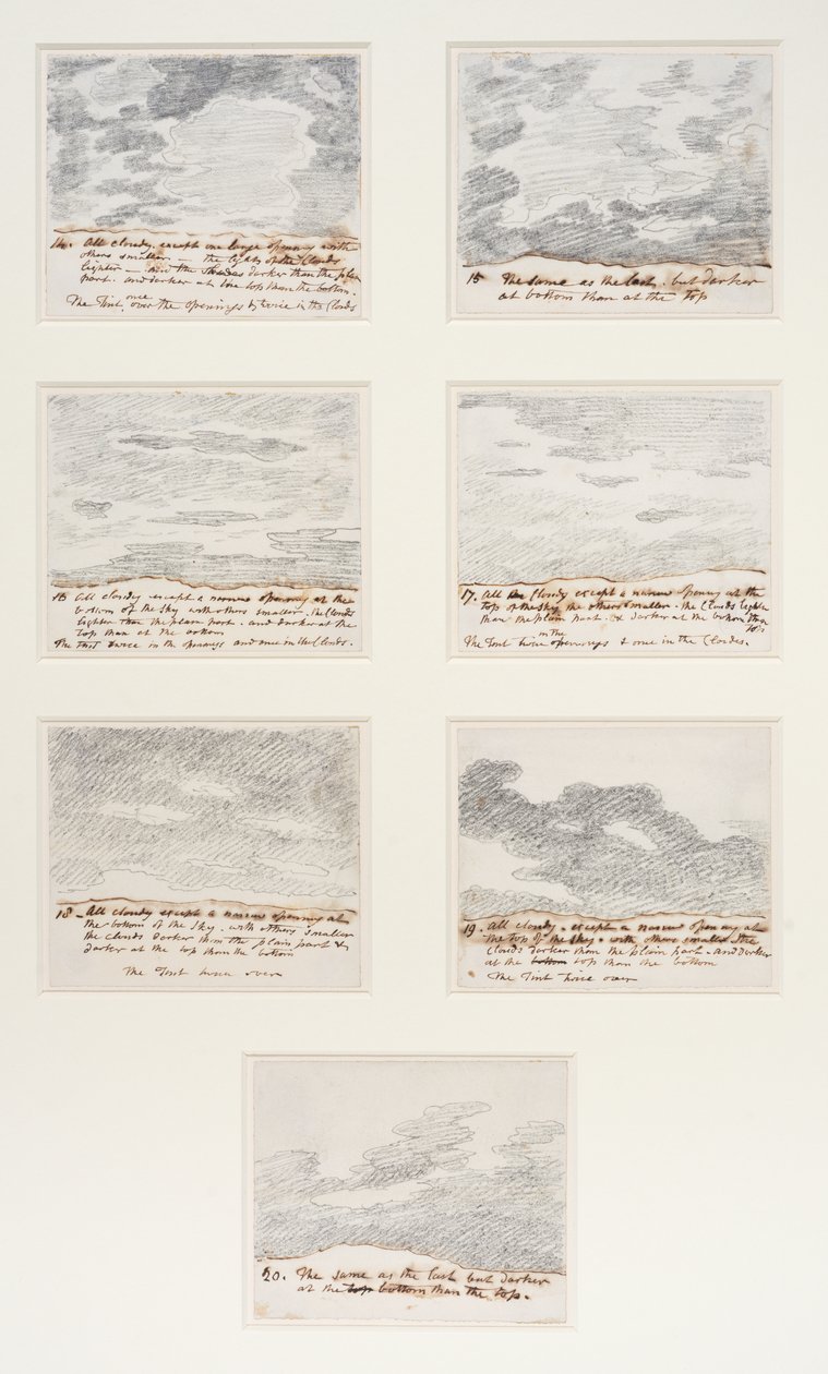 云研究（根据亚历山大-科赞斯的 "天空雕刻"），约 1822-23 年（纸上石墨） 作者 约翰·康斯特勃