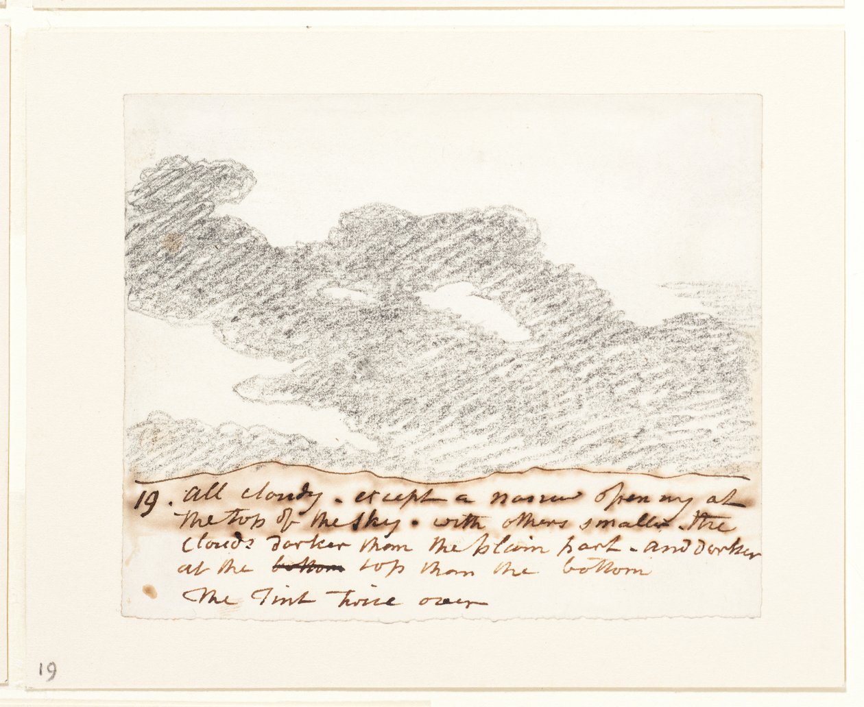 云彩研究（根据亚历山大-科赞斯的 "天空雕刻"），约 1822-23 年（纸上石墨） 作者 约翰·康斯特勃