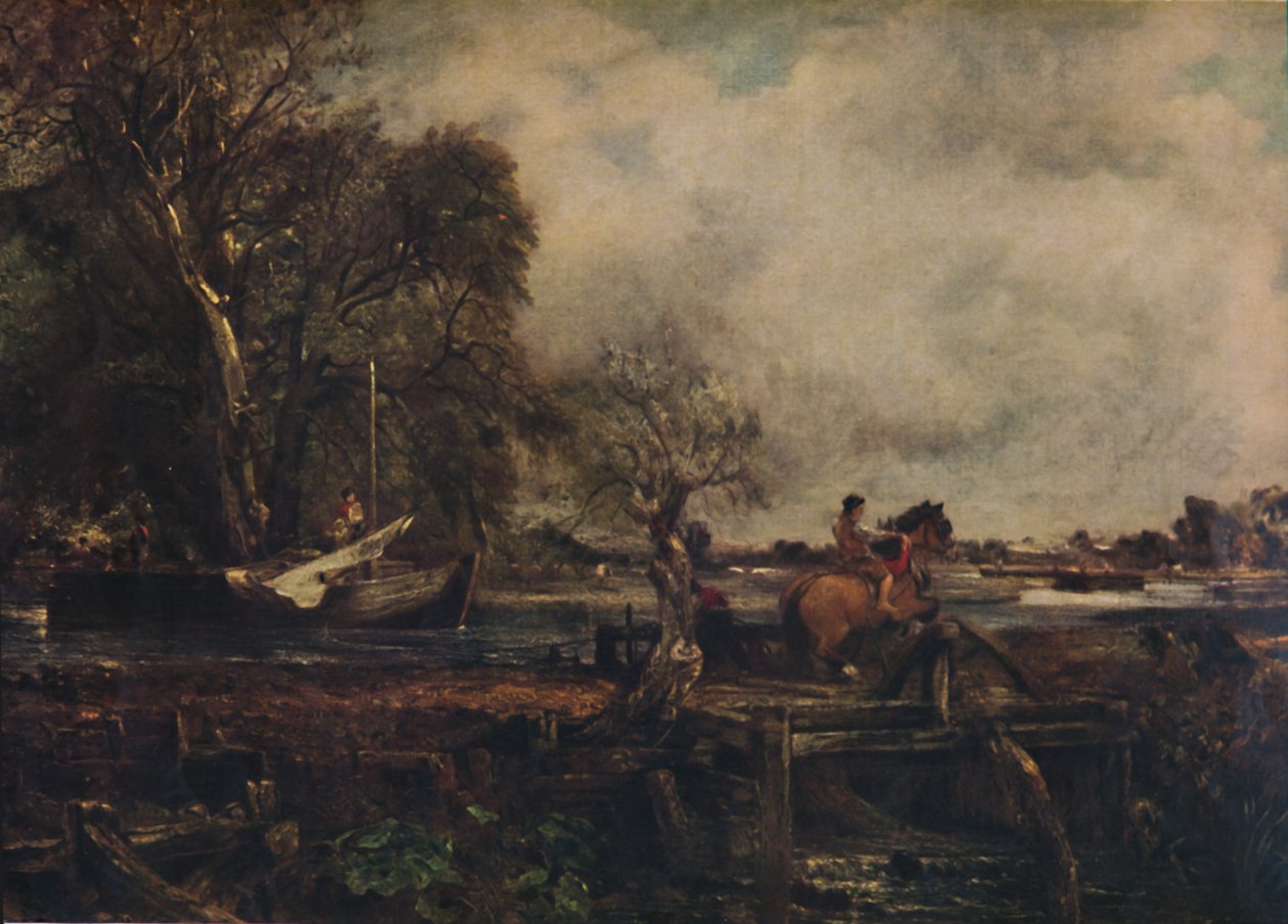 Dedham Lock或The Leaping Horse，1825年，1922年。 作者 约翰·康斯特勃