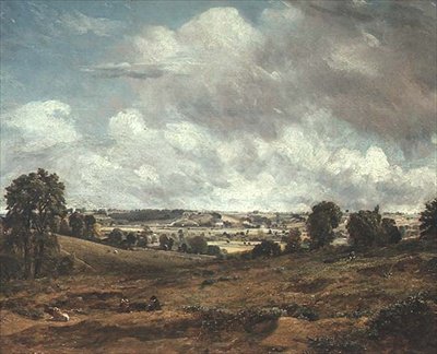 从East Bergholt看Dedham Vale（布面油画）。 作者 约翰·康斯特勃