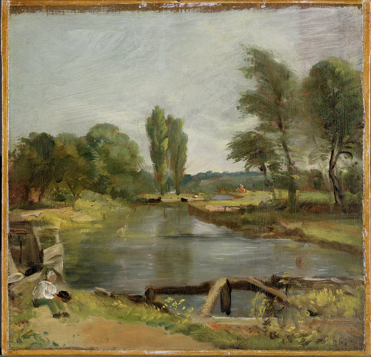 Flatford Lock，1810-11（布面油画） 作者 约翰·康斯特勃