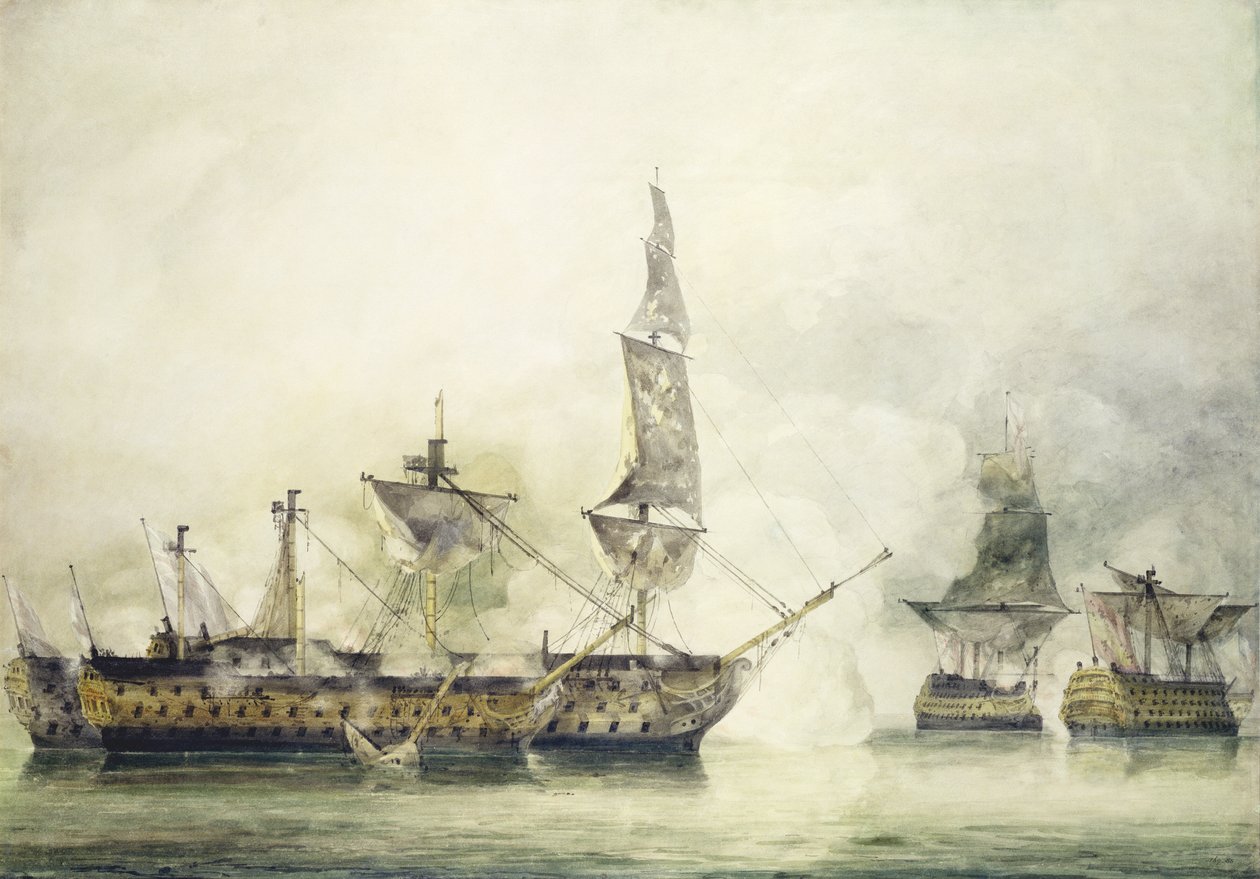 HMS在特拉法加战役中取得胜利，1805年， 作者 约翰·康斯特勃