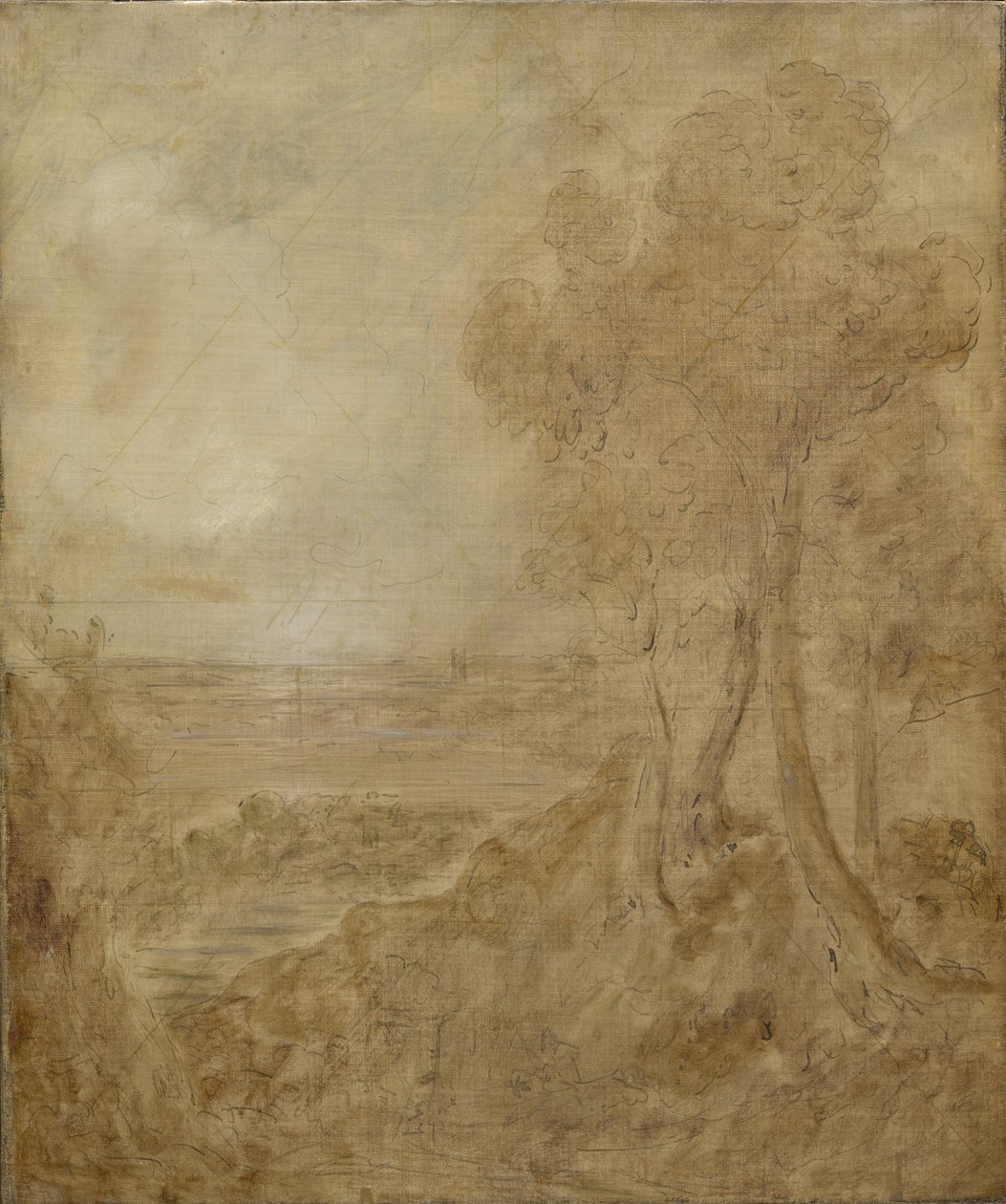 素描为“ Dedham Vale”，约1827年 作者 约翰·康斯特勃