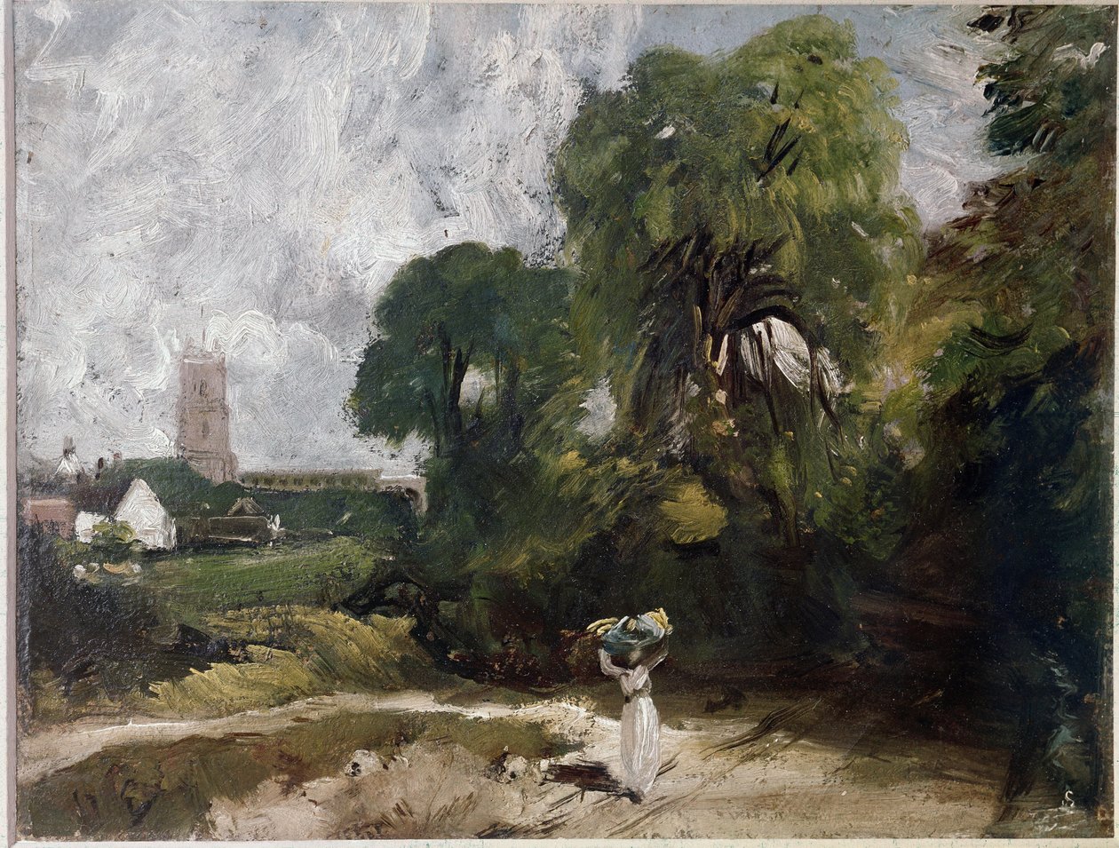 Stoke-by-Nayland（布面油画，约 1830 年） 作者 约翰·康斯特勃
