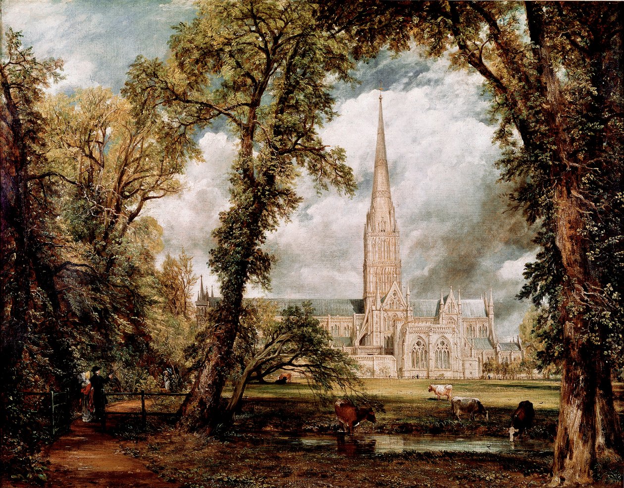The Cathedral of Salisbury seen from the Gardens of the Eveche Painting by John Constable (1776-1837) 1823 Sun. 87,6x111,8 cm London, Victoria and Albert museum 作者 约翰·康斯特勃