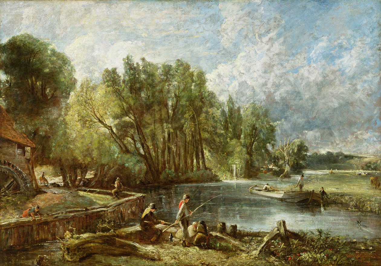年轻的Waltonians  -  Stratford Mill，c.1819-25 作者 约翰·康斯特勃