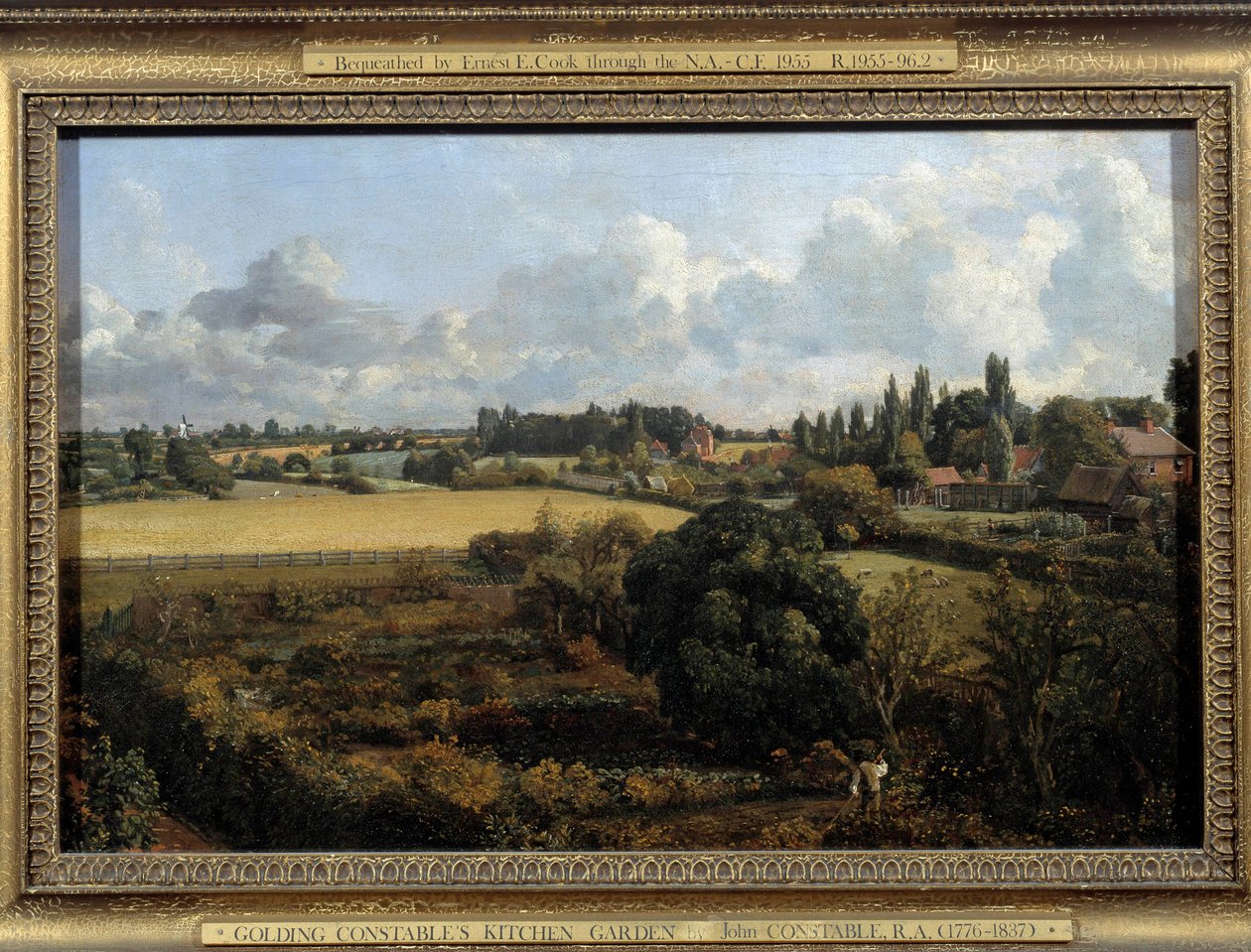 英国乡村的菜园和果园Constable Landscape。 约翰康斯特布尔 (1776-1837) 于 1815 年伊普斯维奇的绘画。 自治市议会博物馆 作者 约翰·康斯特勃