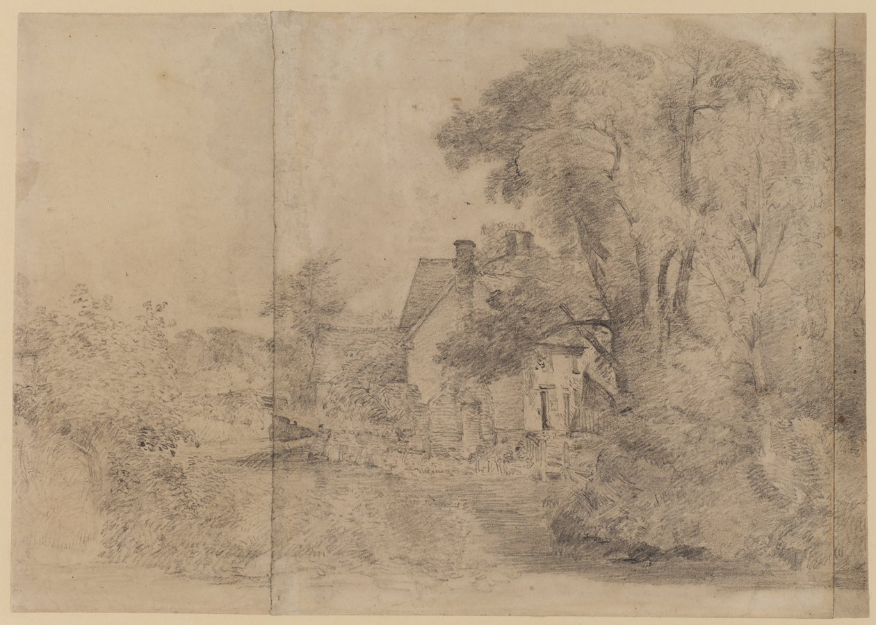 Willy Lotts House，东伯格霍尔特，1820年（黑色粉笔在纸上） 作者 约翰·康斯特勃