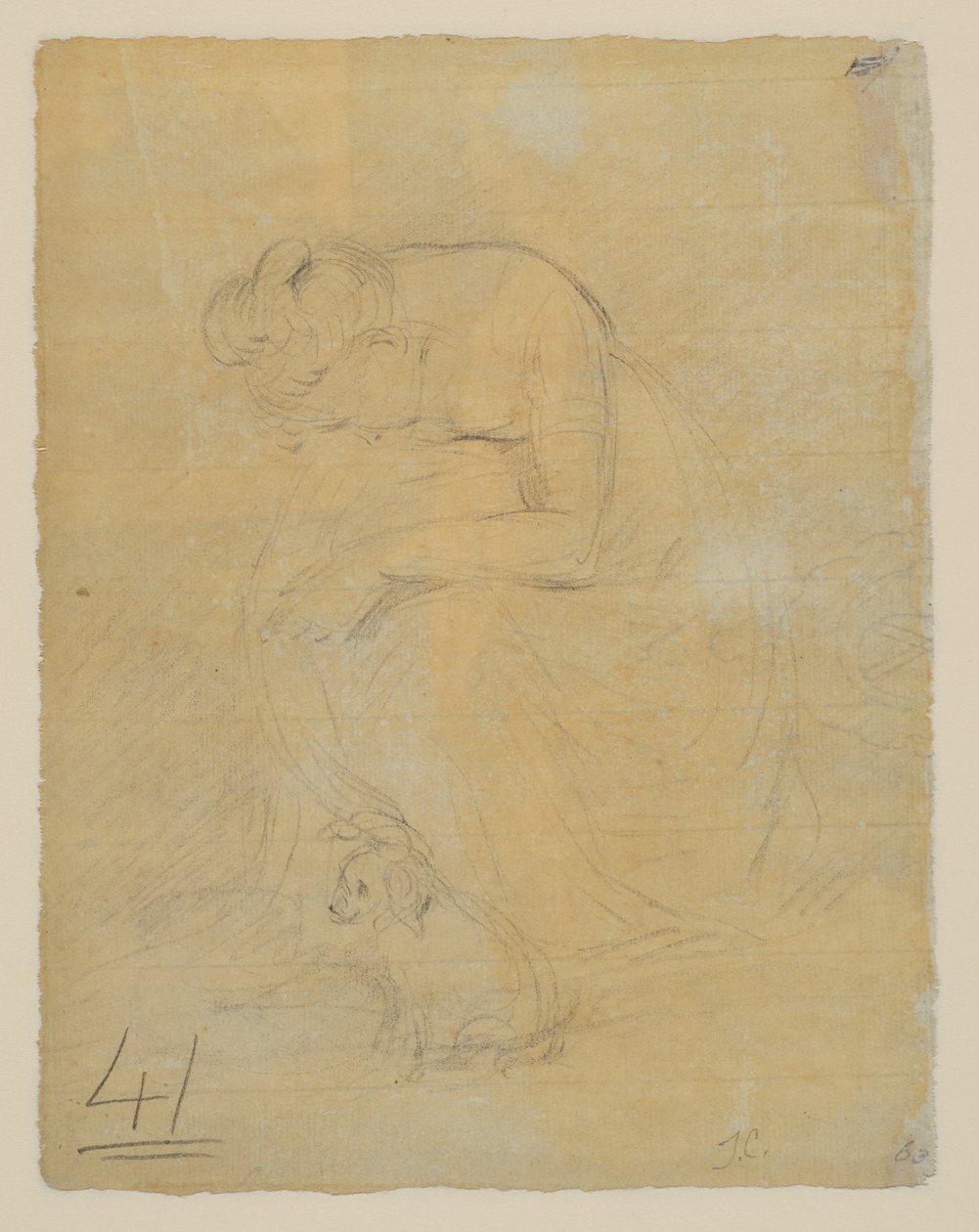 Woman seated, with a dog at her feet, verso, c.1806 作者 约翰·康斯特勃