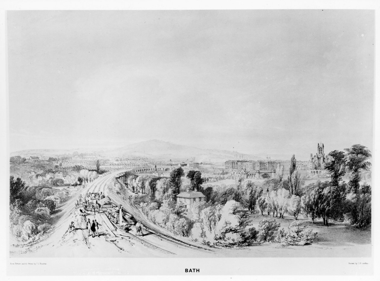 从东部的巴斯站出发，来自“西部大铁路的历史”，由CF Cheffins编写，c.1846 作者 约翰·库克·伯恩