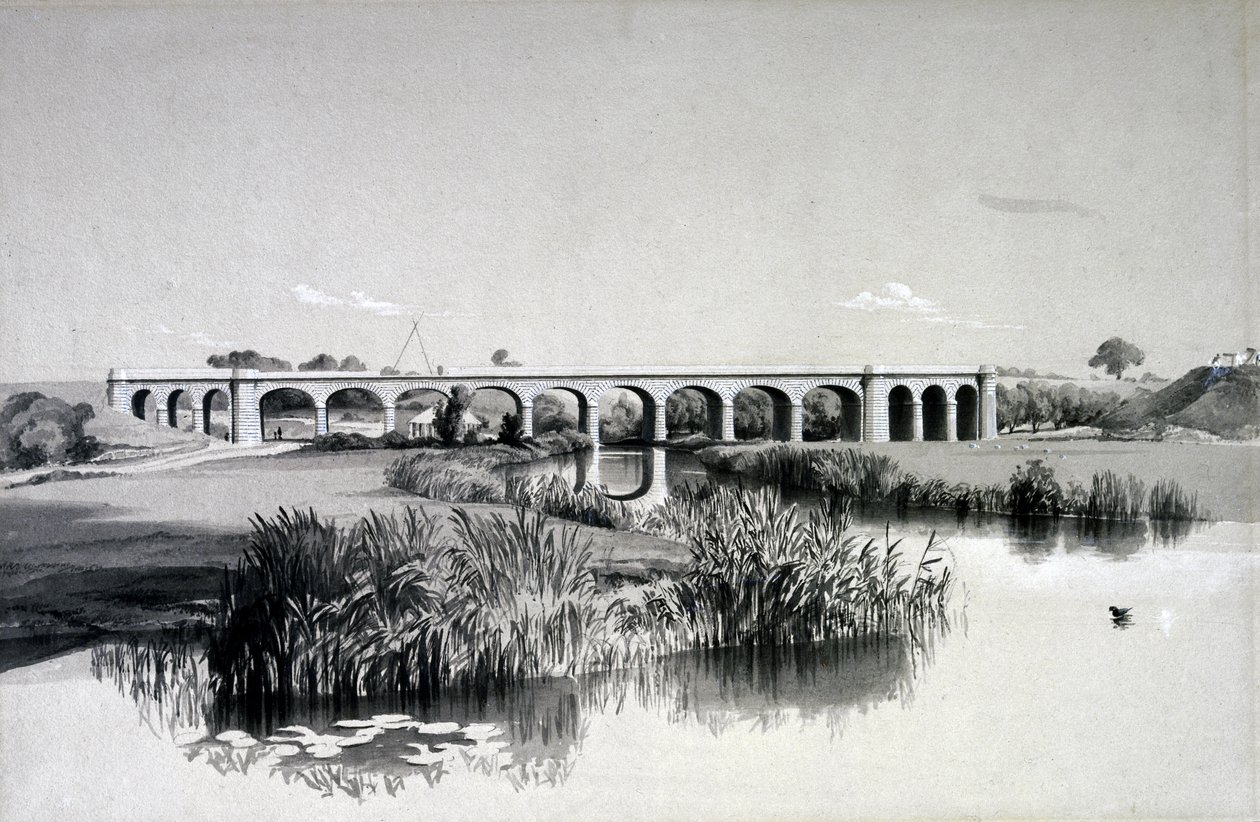 Avon Viaduct，Wolston，1837年7月2日（笔和墨水在纸上洗） 作者 约翰·库克·伯恩