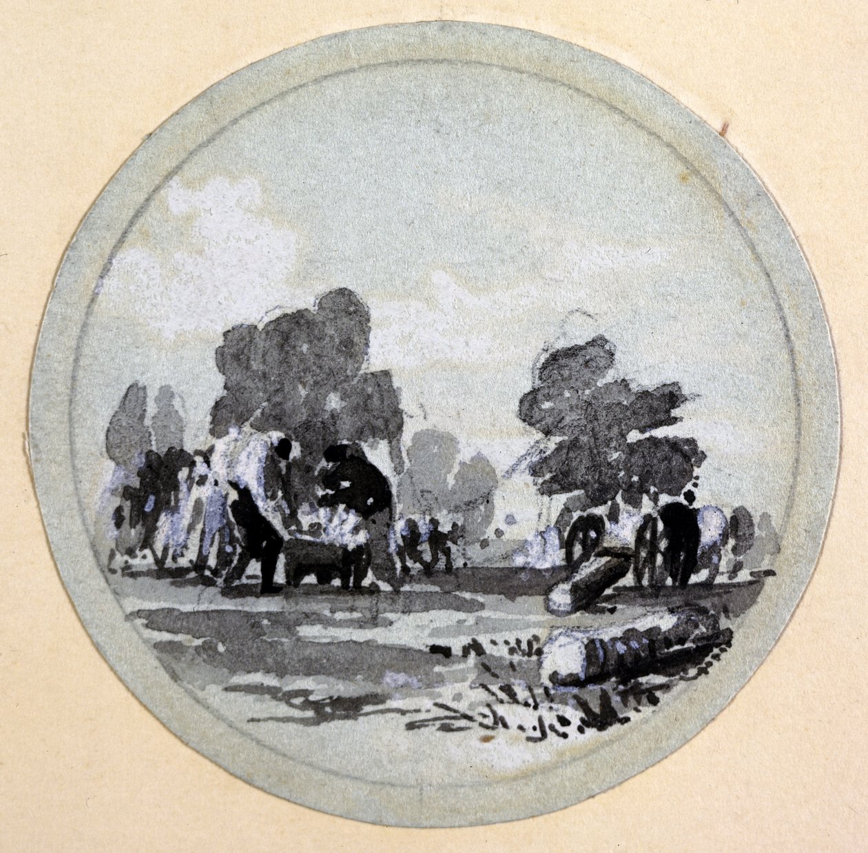 清洁，伦敦和伯明翰铁路，c.1838（笔和墨水在纸上洗） 作者 约翰·库克·伯恩
