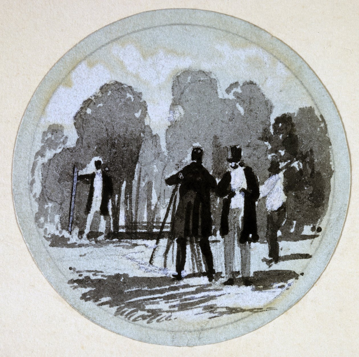 Leveling，London＆Birmingham Railway，c.1838（笔和墨水在纸上洗） 作者 约翰·库克·伯恩