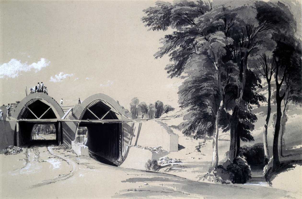 占领桥，Bugbrooke，北安普敦郡，1837年7月9日（笔和墨水在纸上洗） 作者 约翰·库克·伯恩