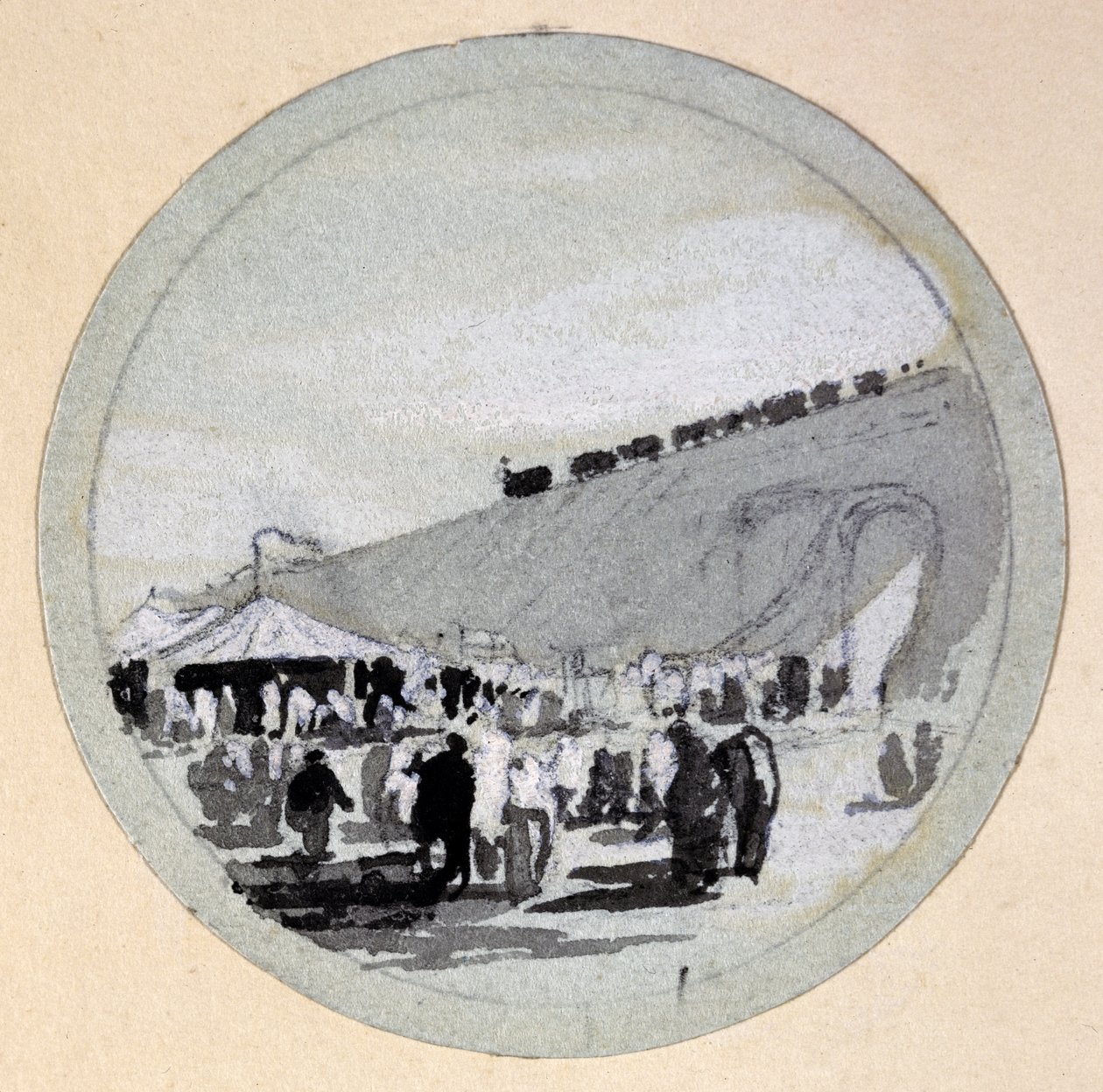 开幕，伦敦和伯明翰铁路，c.1838（笔和墨水在纸上洗） 作者 约翰·库克·伯恩