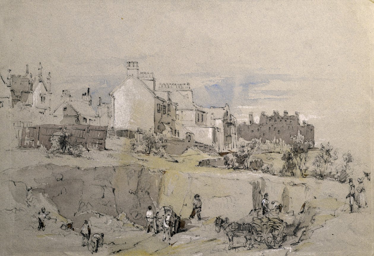卡姆登镇公园街，c.1836-39（铅笔画） 作者 约翰·库克·伯恩