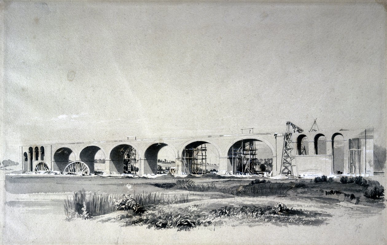 Wolverton Viaduct，1837年6月30日（笔和墨水在纸上洗） 作者 约翰·库克·伯恩