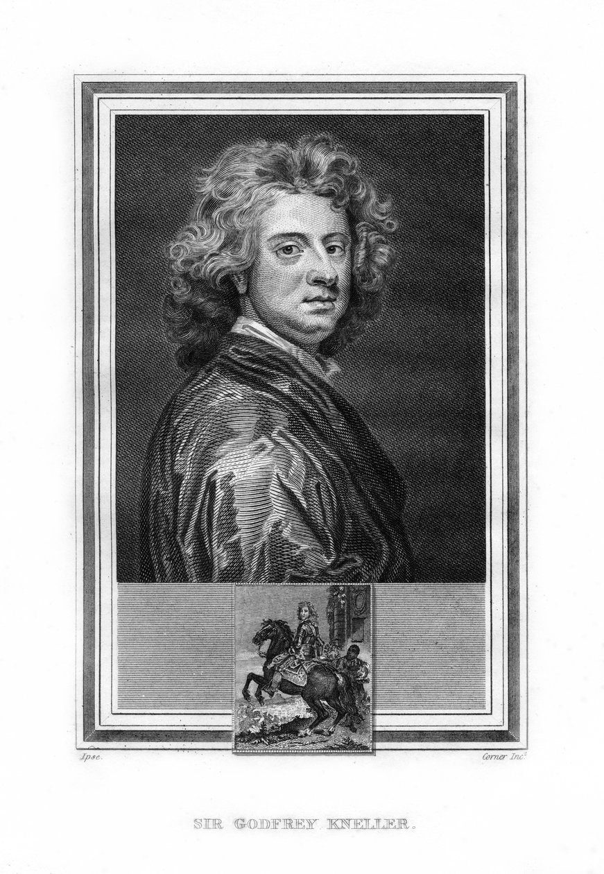 Godfrey Kneller爵士，德国出生的英国巴洛克时代的画家，1825年。 作者 约翰·科纳