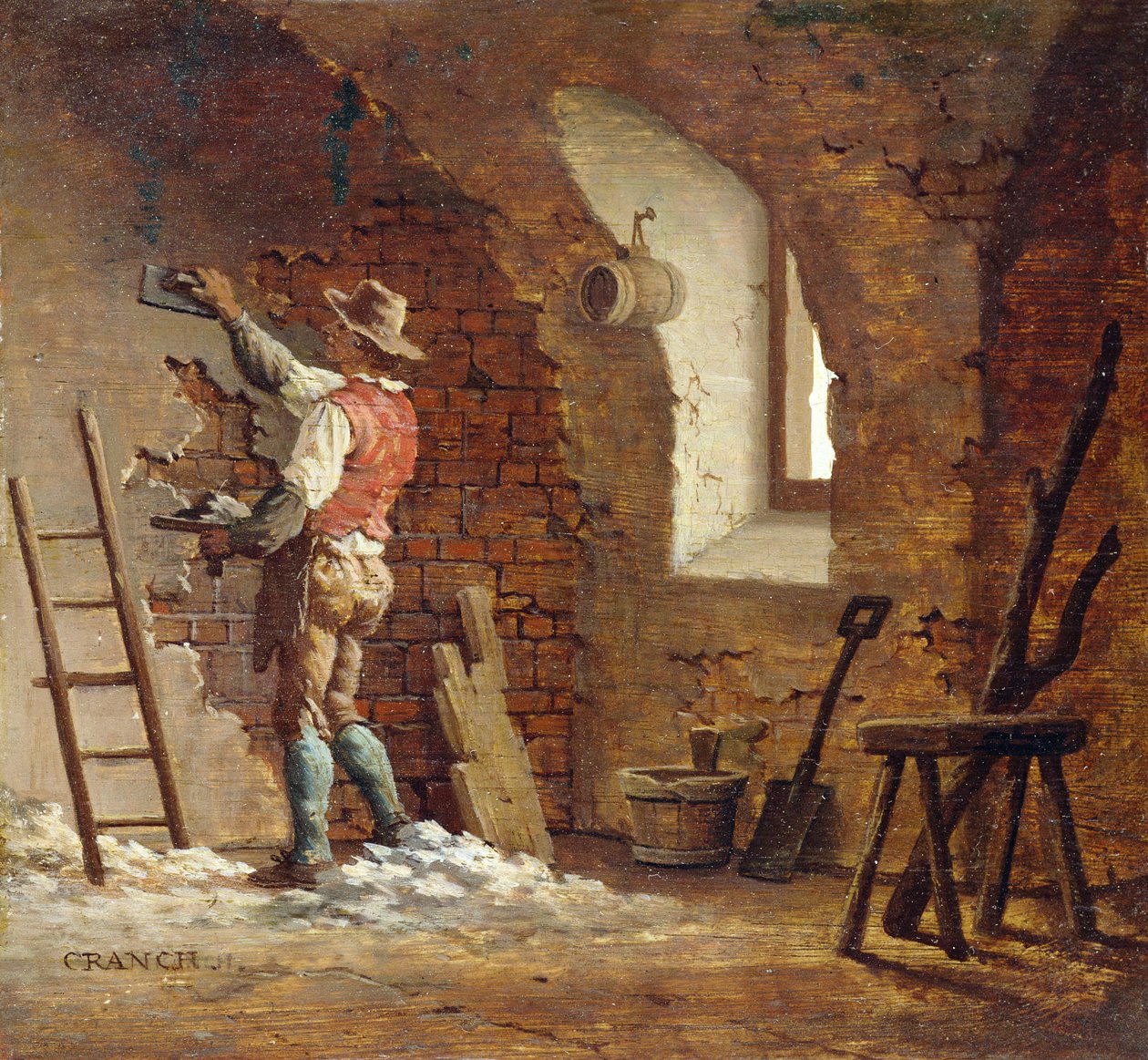 抹灰工，c.1807（面板上的油） 作者 约翰·克兰奇