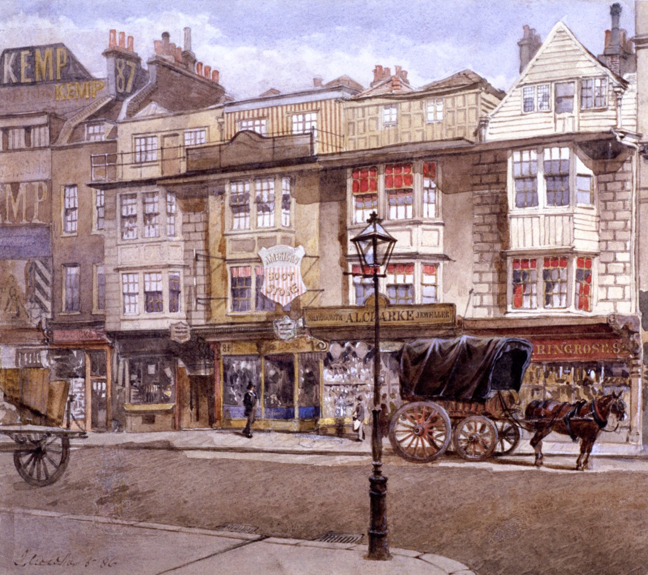 伦敦Bishopsgate街，1886年 作者 约翰·克劳瑟